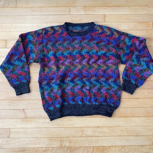 Coogi Style Sweater Amerindia Unisex M Multicolor alpaca handmade in Bolivia - Picture 1 of 9